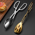 2-PACK Serving Tongs for Buffet Party, Stainless Steel Thickening Food Tongs, Kitchen Salad Scissors (Golden)