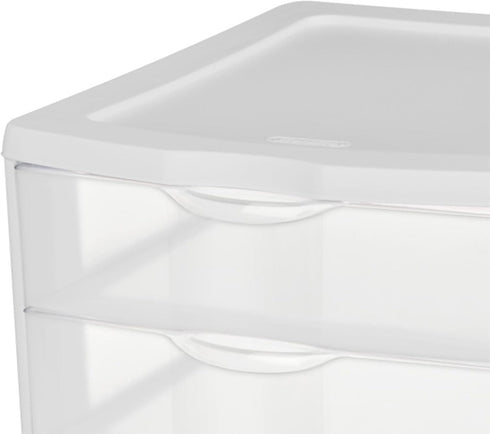 Sterilite 3 Drawer Desktop Storage Unit, White with Clear Drawers, Tabletop Organizer, 4-Pack
