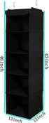 BrilliantJo 2 Pack Closet 5 6 43"x12"x12"(Black) Hanging Organizer, Shelves Hanging Storage with Side Pockets