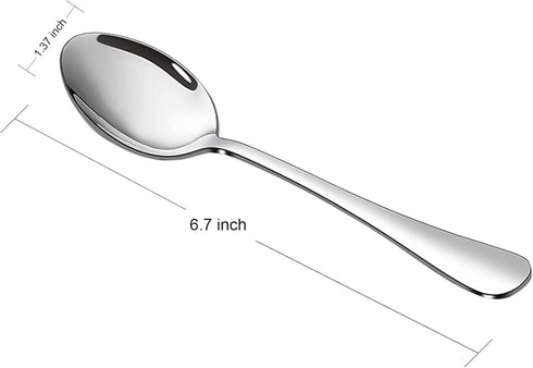 SANTUO Stainless Steel Teaspoon Set (12 Piece) - 6.7" Dessert Spoons, Mirror Finish, Dishwasher Safe