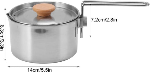 Camping Tea Pot, 1L Resistance Stainless Steel Multifunction Outdoor Kettle with Lid and Removable Handle