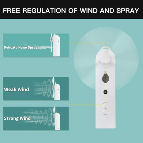 Mini Handheld Fan, USB Misting Fan, Rechargeable Portable Pocket Desk Fan for Office, Home, School, Camping (2 Speeds)