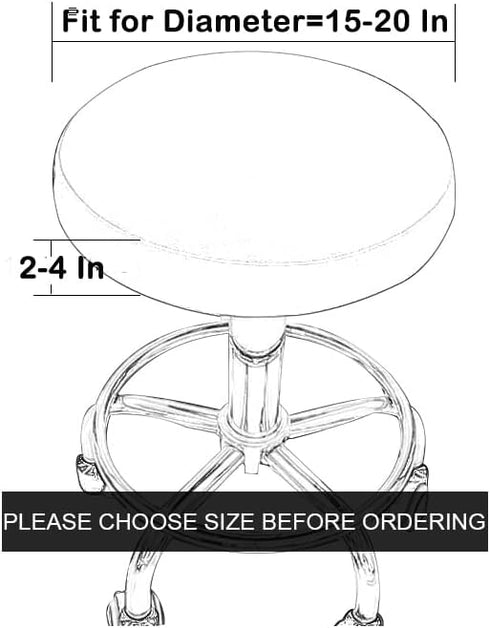 15"-20" 2 Pack Sigmat Round Stool Covers, Stretch Waterproof Bar Stool Seat Cover Round Chair Covers White