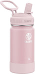 Takeya Actives Kids Water Bottle with Straw Lid - 14 oz Stainless-Steel Double Wall Insulation - Blush