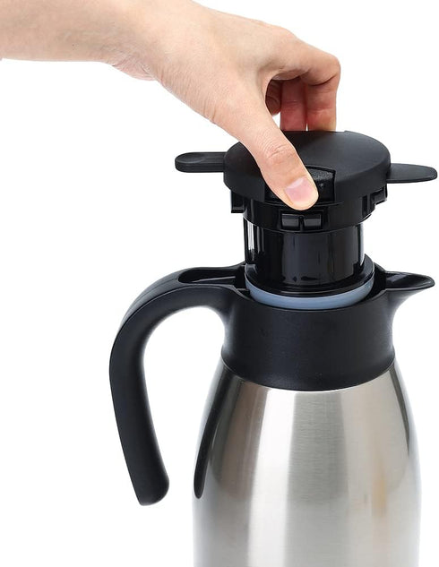 GiNT 51Oz Stainless Steel Thermal Coffee Carafe with Lid, Double Walled Vacuum Thermos, 12 Hour Heat Retention, Silver