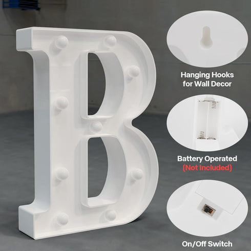 26 Marquee Light up Letters - Alphabet Battery Powered LED Lights, Night Light White Plastic for Engagement Party