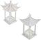 Yardwe 2pcs Building Material Model Ceramic Pagoda Statue, Miniature White Abs Figurines for Doll House, Asian Decor