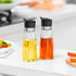 Set, 2-Piece 11oz Premium Glass Olive Oil and Vinegar Dispenser Bottles Kitchen Cooking Cruet with Auto-Open Lid