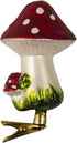 Kurt Adler 2-Piece Glass Clip-On Mushroom Ornament Set, 4-Inch, Christmas