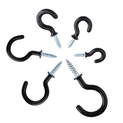 KUUQA Black Vinyl Coated Cup Hook Kit, 70 Pieces, 6 Sizes for Ceiling Screw Mug Hooks