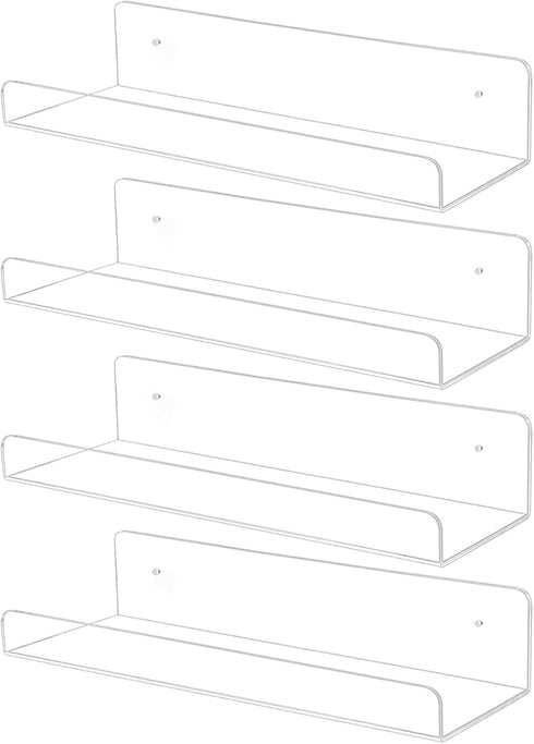 TONICE 4 Pack Acrylic Shelves for Wall 10in Floating Shelf Wall Mounted