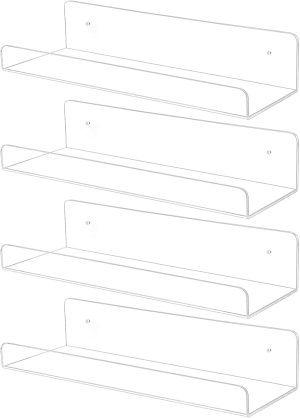 TONICE 4 Pack Acrylic Shelves for Wall 10in Floating Shelf Wall Mounted