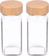 Churboro Replacement Glass Spice Jars with Bamboo Lids - 4 oz Square Spice Jars