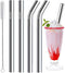 Vinaco Stainless Steel Smoothie Straws, 0.4'' Extra Wide Reusable Metal Drinking Straws, Set of 4 with Cleaning Brush