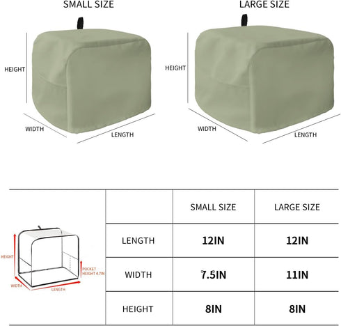 Toaster Cover 2 Slice, Sage Green Solid Color Dust-Proof Cover with Pockets for Kitchen Small Appliance