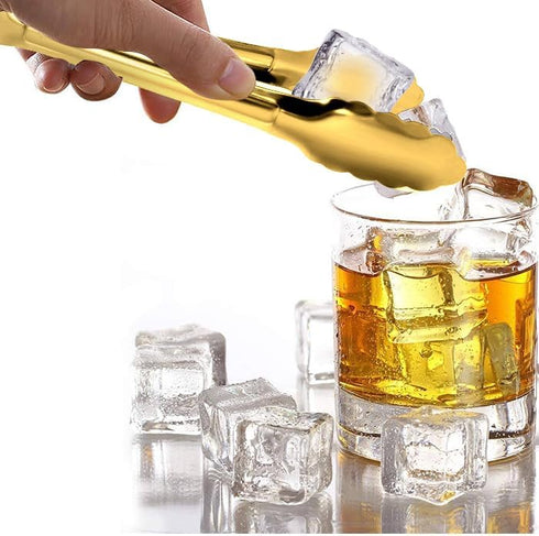 4 Pack Gold Serving Tongs, XEVOM Stainless Steel Buffet Tongs, 9 Inch Salad Serving Utensils