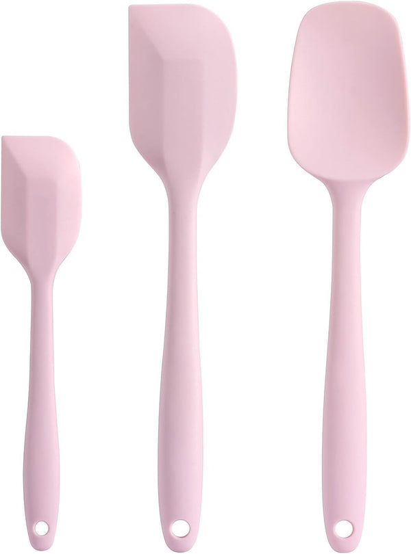 Silicone Spatula Set - Rubber Spatula - 600°F Heat Resistant Baking Spoon & Spatulas (Pink) by Cooptop