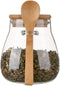 Glass Food Storage Jar, Sugar Bowl Tea Jar with Airtight Lid and Spoon