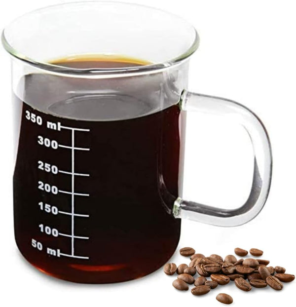 Novelty 14 Ounces Laboratory Beaker Mug - Heat Resistant Borosilicate Glass with Accurate Measurement Markings,