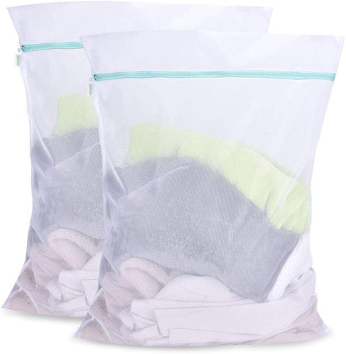 OTraki 2 Pack Mesh Laundry Bag for Delicates, 24 x 32 inch Zippered Large Washing Machine Bags for Sweater Organizer