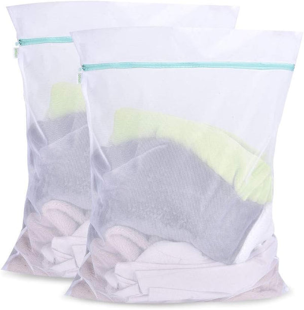 OTraki 2 Pack Mesh Laundry Bag for Delicates, 24 x 32 inch Zippered Large Washing Machine Bags for Sweater Organizer