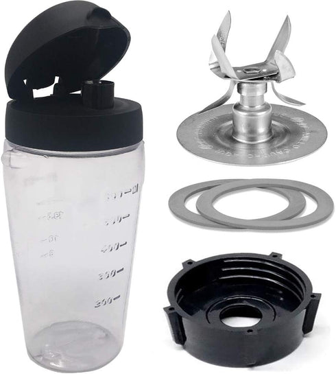 Joystar Blend-N-Go Smoothie Kit: Ice Crusher Blade with Bottle Cup and Lid for Oster Blender (3, PETG+6 SS blade)