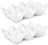Flexzion Porcelain Egg Crate - 6-Egg Capacity Ceramic Holder for Fridge, 2 Pack, White