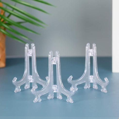Artliving 4 Inch Clear Plastic Easels, 12 Pack for Displaying Pictures or Items