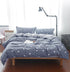 3 Pieces Duvet Cover Set, Blue Gray with White Triangles, Queen Size 90x90 with 2 Pillow Shams