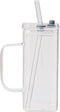 FUENYEJIA Lided straw glass cup, 13 ounce iced coffee cup for juice, milk,