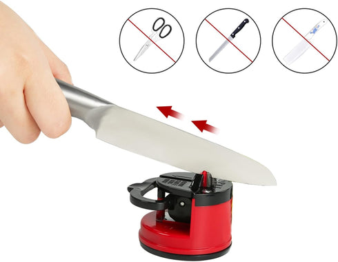 Knife Sharpening Tool, Manual Small High Hardness Countertop Sharpener with Suction Cup for Knife and Scissor