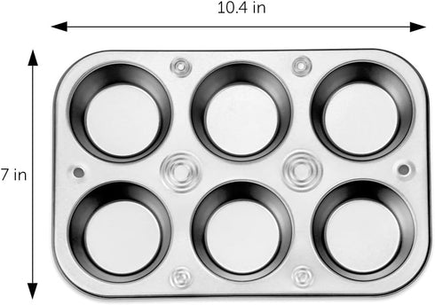 DecorRack 2 Pack Non-Stick Muffin Pans, 6-Cup, Bakeware for Baking Cupcakes (Pack of 2) by DecorRack