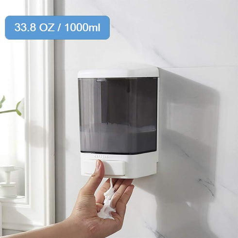 Manual Soap Dispenser, 33.8oz/1000ml Wall Mounted for Liquid Containers, Shampoo Gel, Black Plastic