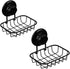 SANNO 2 Pack Suction Soap Holder, Shower Soap Dish Saver Tray for Bathroom, Sink, Stainless Steel Black
