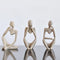 Thinker Statues Home Decor, Set of 3 Pcs Grey Resin Trendy Abstract
