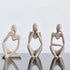 Thinker Statues Home Decor, Set of 3 Pcs Grey Resin Trendy Abstract