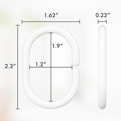 Amazer White Shower Curtain Hooks, 24 Pcs Plastic Rings for Bathroom Shower Rod, Loops for Shower Curtain