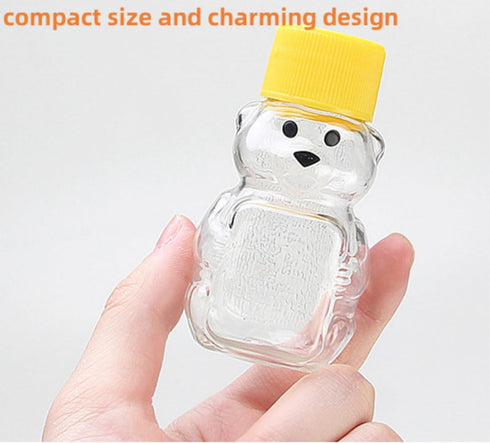 Cufarys 12 Pack 2oz (12) Honey Bear Bottle Bear Shape Clear Empty Honey Bottles Honey Jar with Screw Lid,Plastic Mini