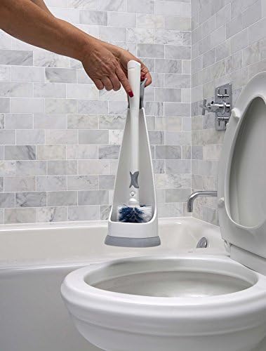 Unger No-Drip Toilet Brush Set, Flexible Neck Scrubber with Portable Caddy Holder for Bathroom Cleaning