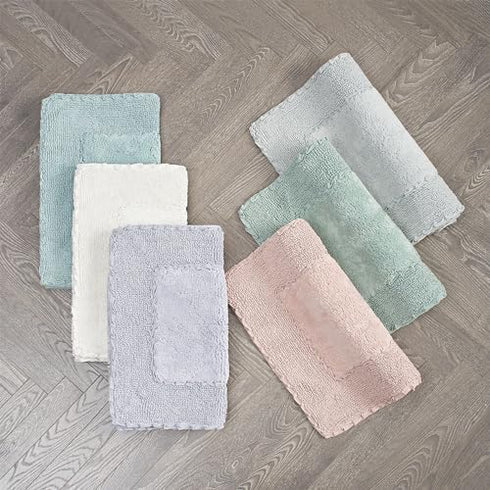 Laura Ashley Ruffle Cotton Bath Rug, 20" x 34", Ivory
