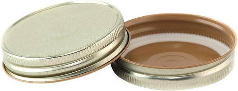 North Mountain Supply SB70-HHGD-12 Mason Jar Safety Button Lids - Regular Mouth Metal (Pack of 12, Gold)