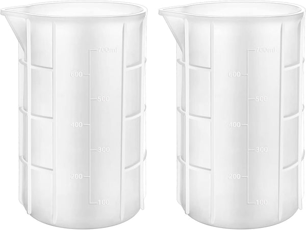 Gartful 700ml Extra Large Silicone Measuring Cups Set of 2, Nonstick Reusable Craft Mixing Cups for Epoxy, 23 oz