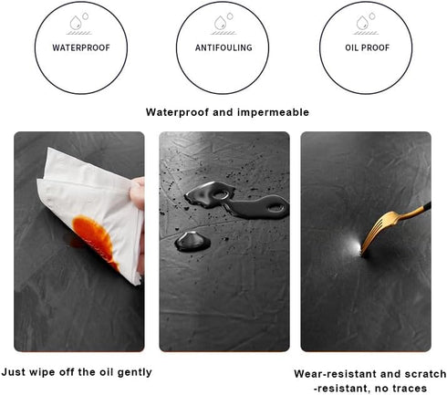 Waterproof PU Leather Office Desk Chair Seat Cover + Armrest Covers, Stretchable Rotating Computer Chair Slipcovers