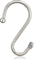 Nickel Shower Curtain Hooks - Rust Proof Decorative Rings for Bathroom, Silver Metal T-Bar Design, Set of 12