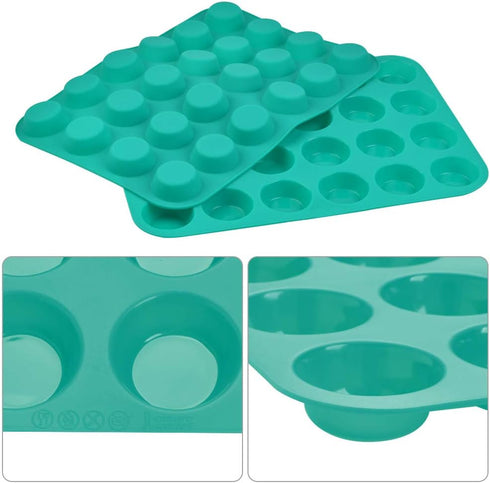 Silicone Muffin Pan, 24 Mini Cupcake Pan for Cream Cheese Fat Bombs, Non Stick, 2 Pack