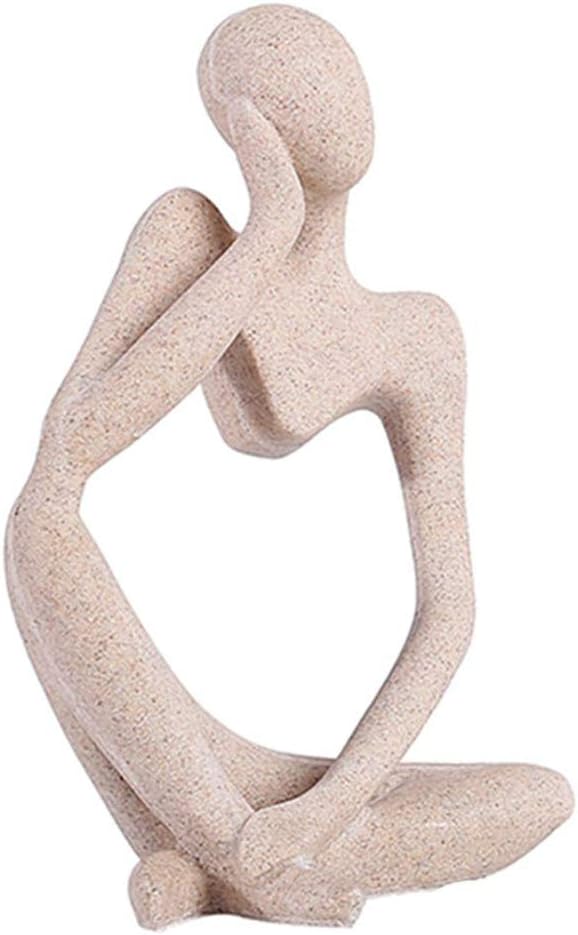 Asng Sandstone Resin Thinker Style Abstract Sculpture Statue Collectible Figurines Home Office Bookshelf