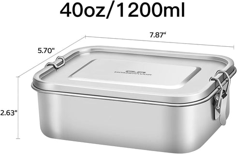 G.a HOMEFAVOR Stainless Steel Bento Lunch Box - 1200 ml/40 oz Large Leak Proof Lightweight Container for Sandwich,