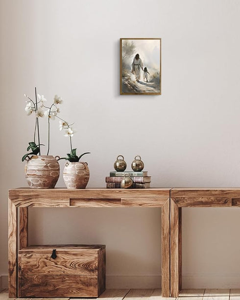 ARTZIO Canvas for Painting with Framed Jesus Religious Wall Art, Home Kids Girls Room Decor, 8x10in Ready to Hang