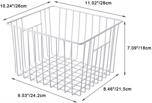 SANNO Wire Baskets Storage for Refrigerator Freezer, Metal Organizing Bins with Handles for Kitchen