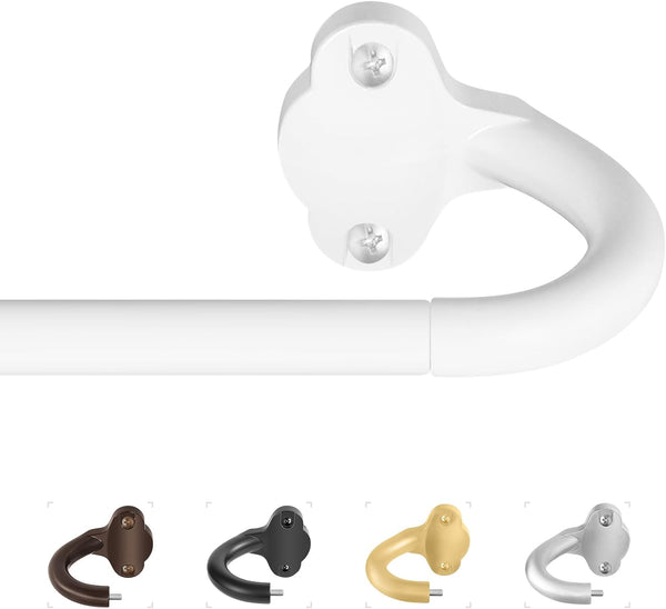 Wrap Around Curtain Rods - White Curtain Rods 28 to 60 Inch, 5/8 Inch Adjustable Blackout Curtain Rod, Aluminum Curtain